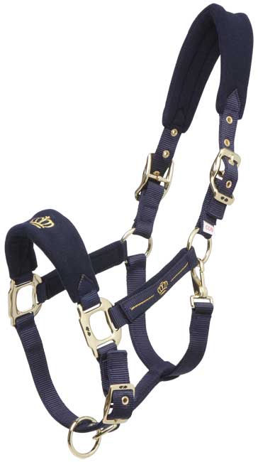 Gold Crown Navy Fleece Padded Headcollar