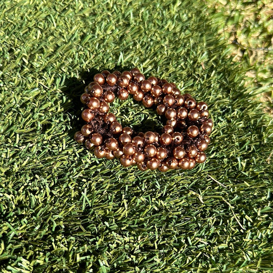 Gold Beaded Hair Scrunchie