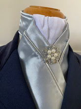 HHD Silver Blue Dressage Stock Tie with Pearl Pin