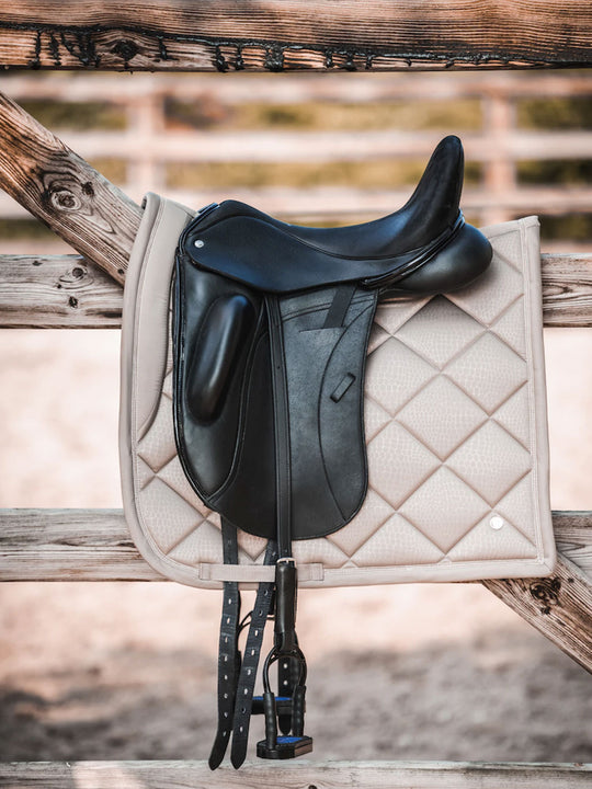 PSOS Mamba Latte Dressage Saddle Pad Bonnet and Bandages set