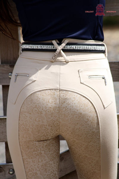Chillout High Waist Full Seat Silicone Breeches Beige