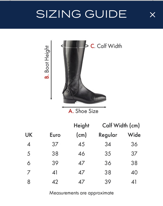 PE Mazziano Ladies Long Leather Dress Riding Boots Black