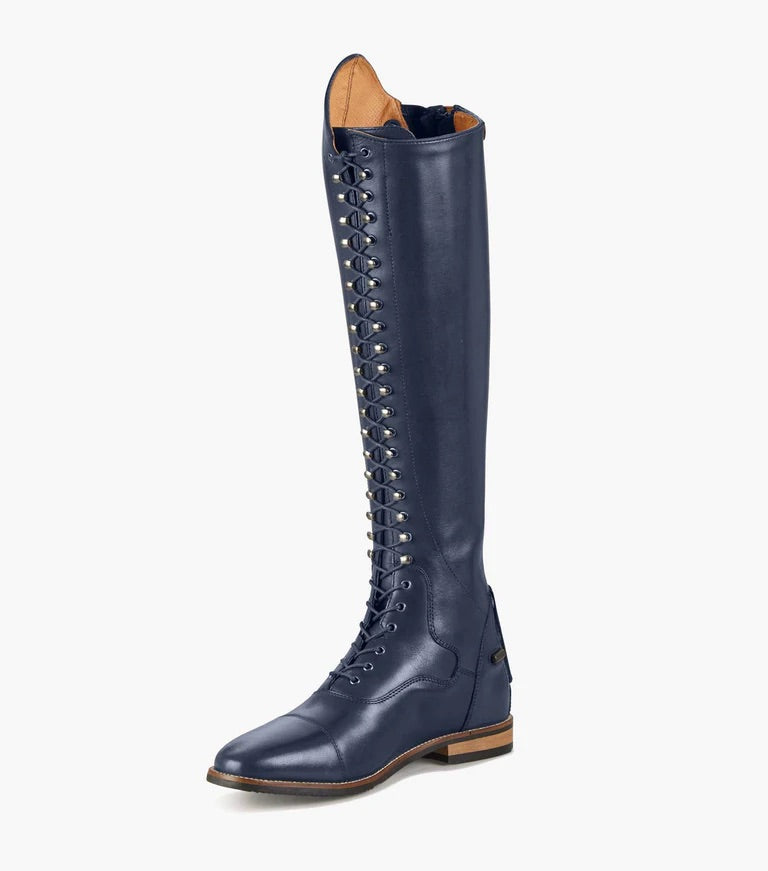 PE Maurizia Ladies Lace Front Tall Leather Riding Boots NEW Navy