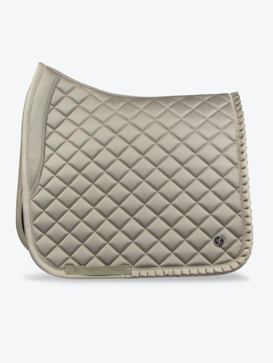 PSOS Dressage Ruffle Saddle Pad and suede ruffle bandages set Latte