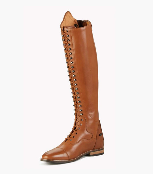 PE Maurizia Ladies Lace Front Tall Leather Riding Boots NEW Cognac Tan