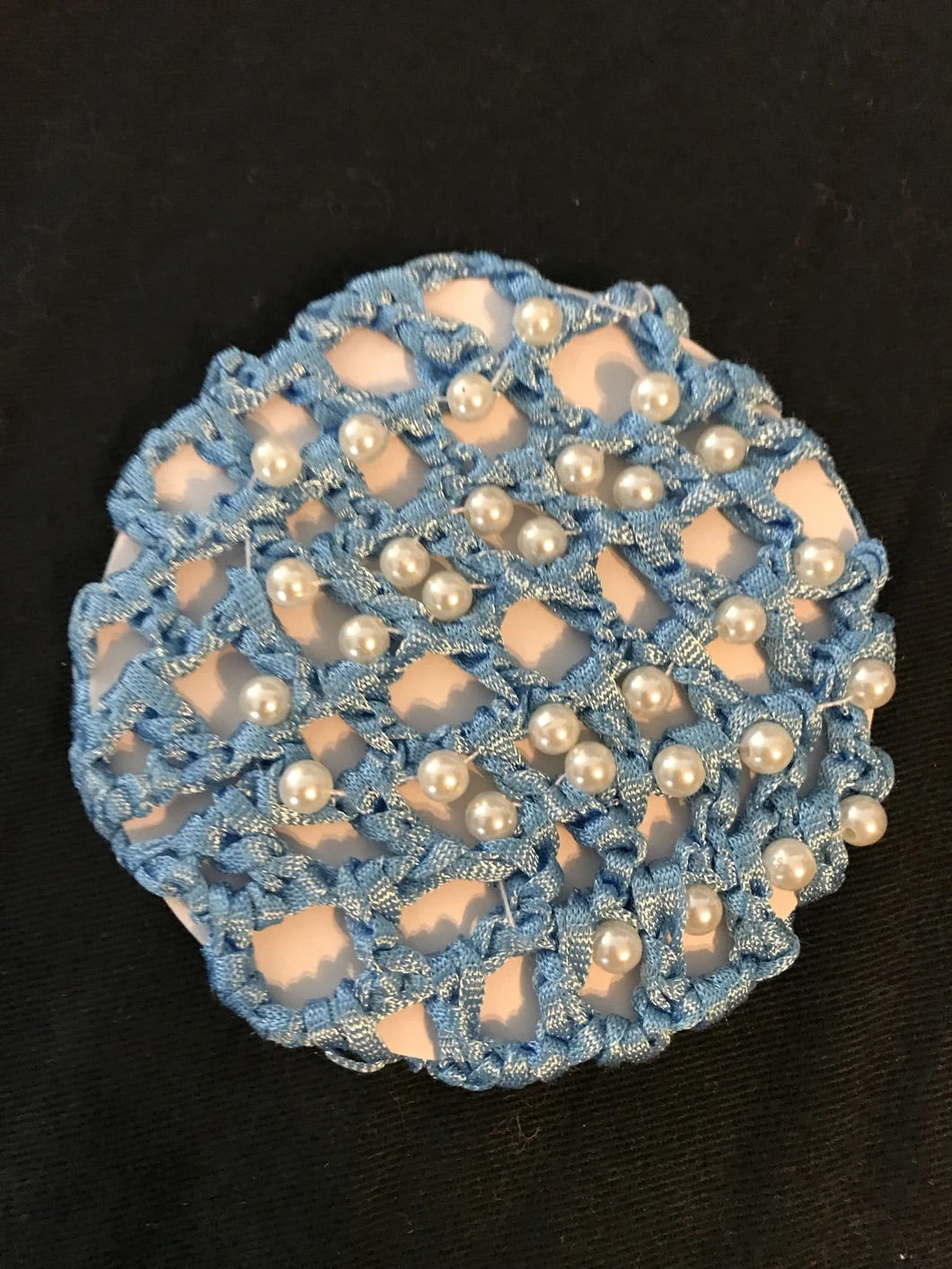Light Blue Pearl Hair Snood Bun Cover