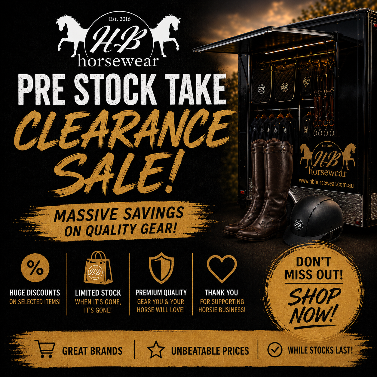 PRE STOCKTAKE EOFY CLEARANCE