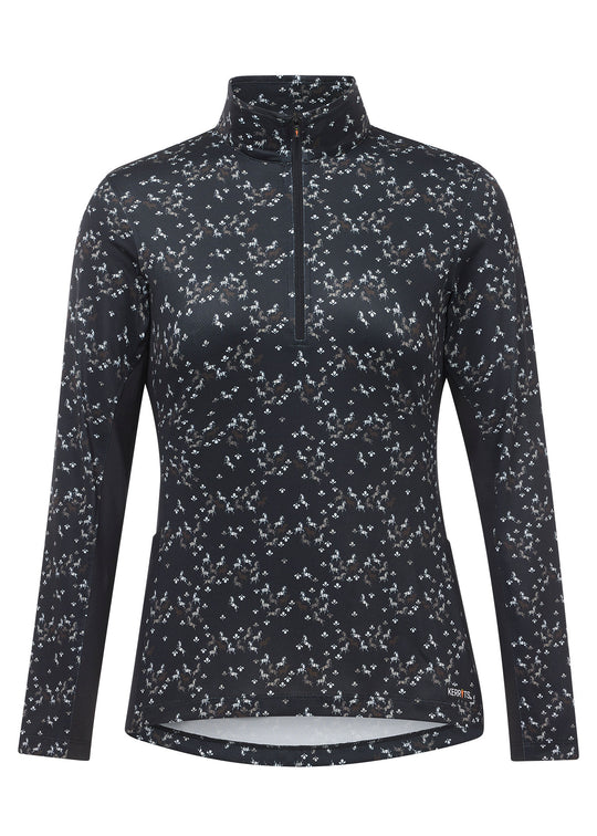Kerrits Cool Core  Ice Fil In the Zone  LSleeve Print - Black Happy Herds