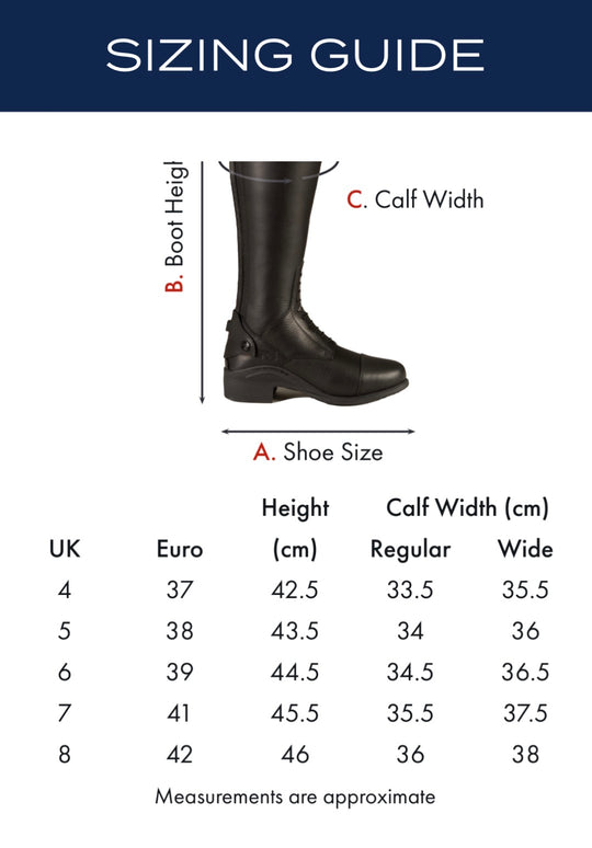 PE Vallardi Ladies Long Leather Field Riding Boot Black