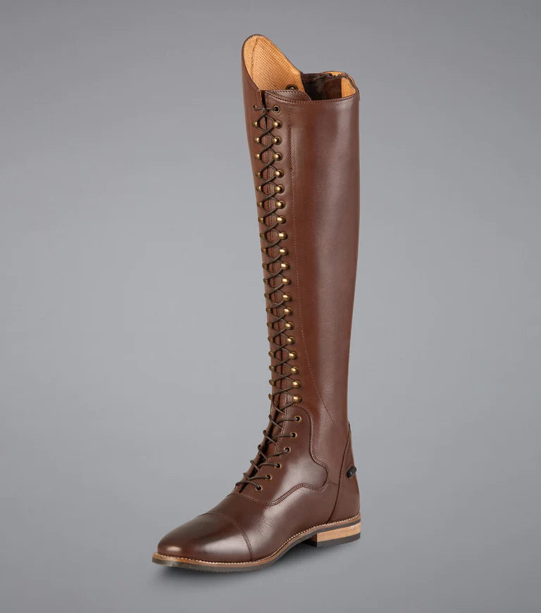 PE Maurizia Ladies Lace Front Tall Leather Riding Boots Brown