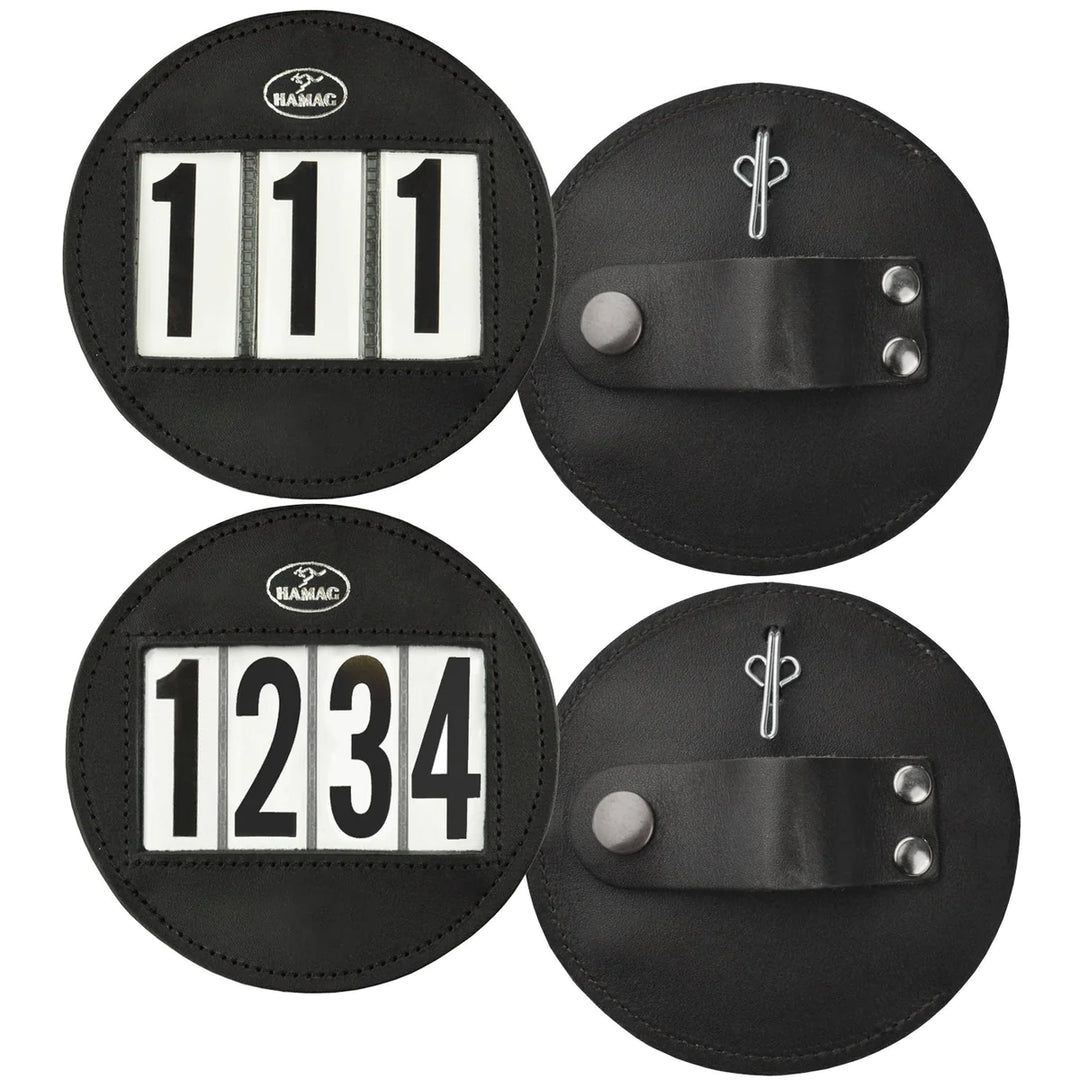 Hamag™ Leather Bridle Number Holders Round (Pair)