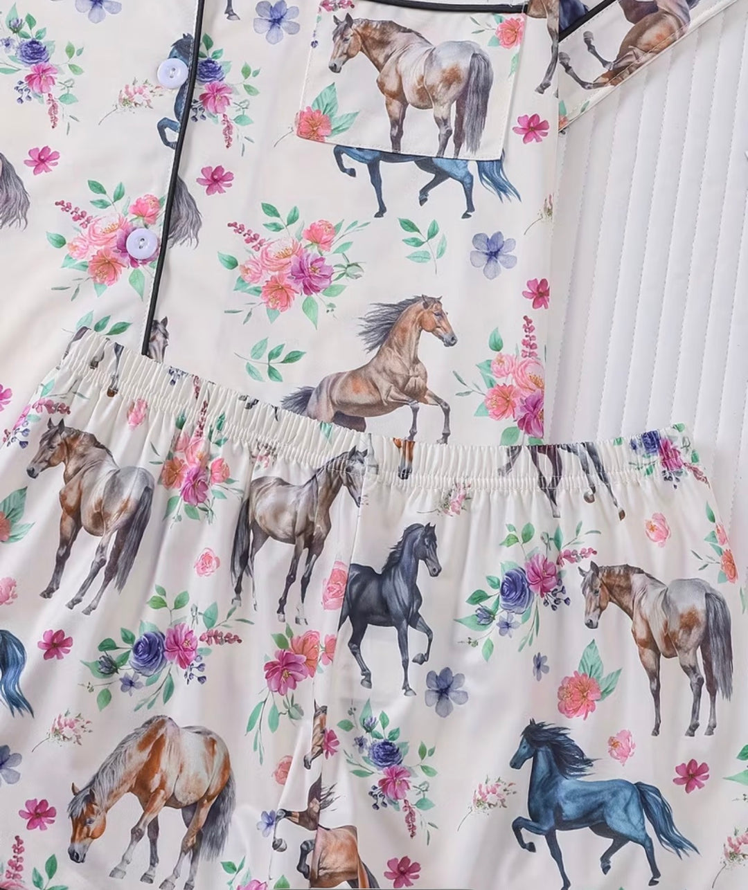 HBHW Colour Horse Print Pyjamas Sleepwear Shorts set
