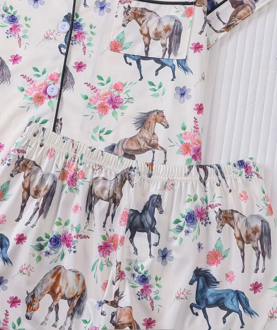 HBHW Colour Horse Print Pyjamas Sleepwear Shorts set