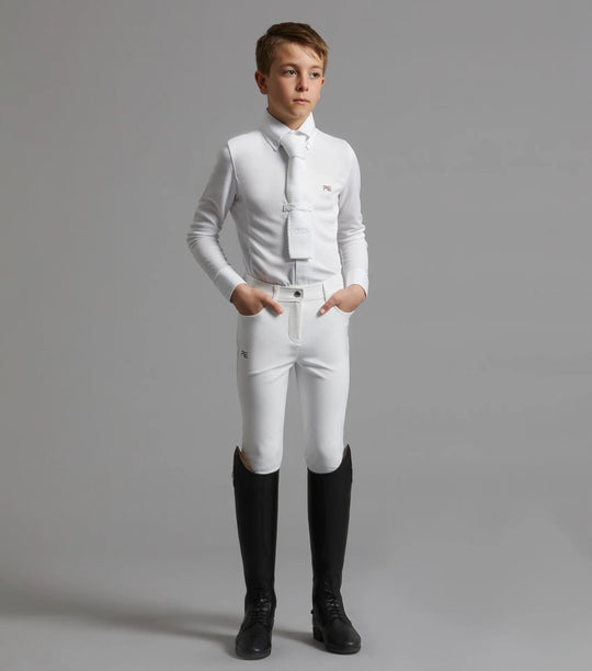 Boys Competition Breeches White Navy Grey