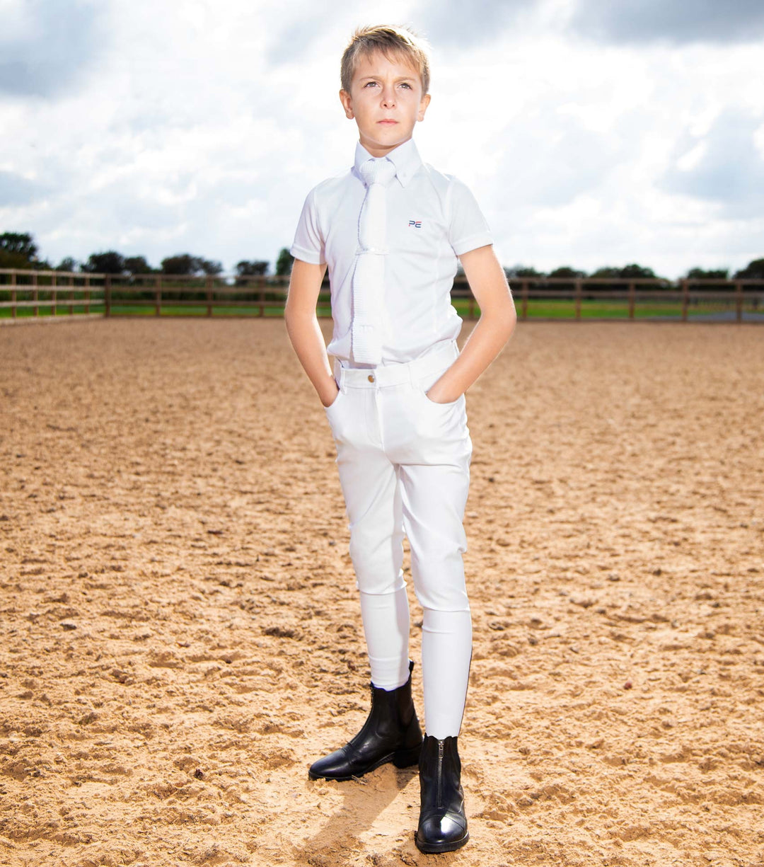 Boys Competition Breeches White Navy Grey