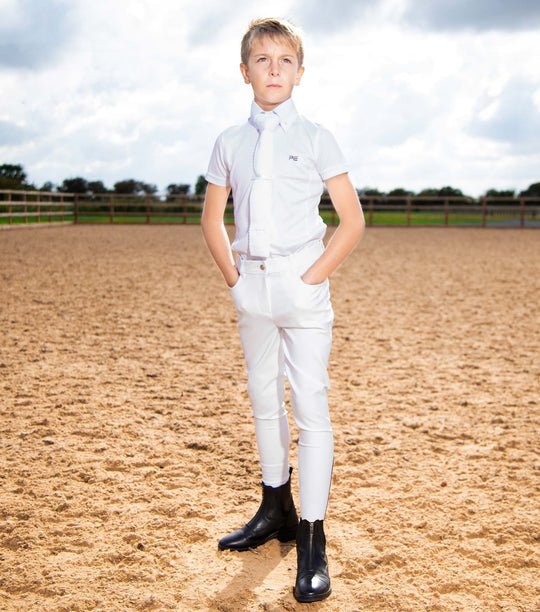 Boys Competition Breeches White Navy Grey