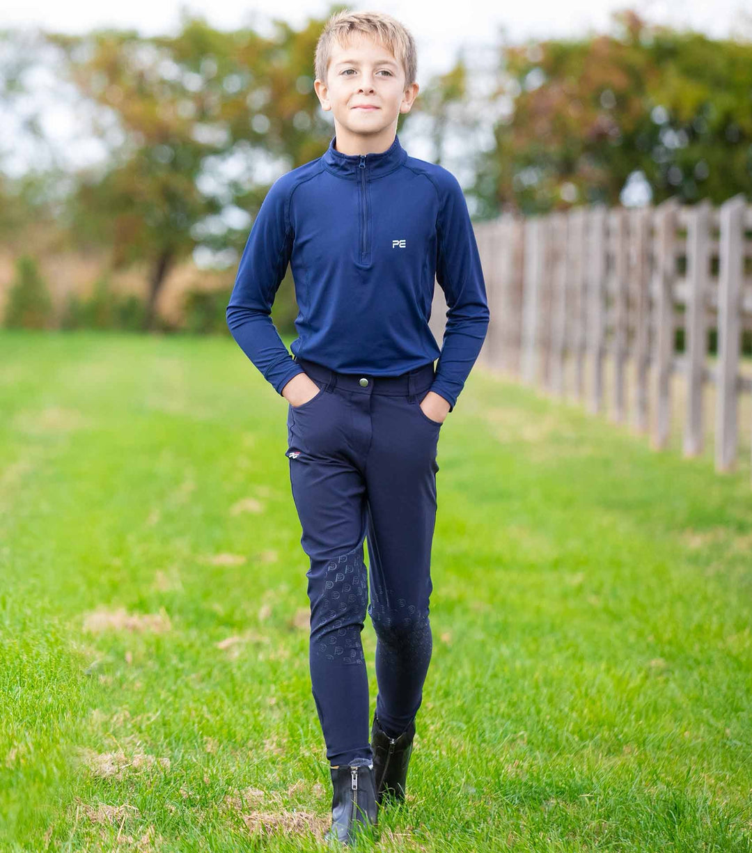 Boys Competition Breeches White Navy Grey