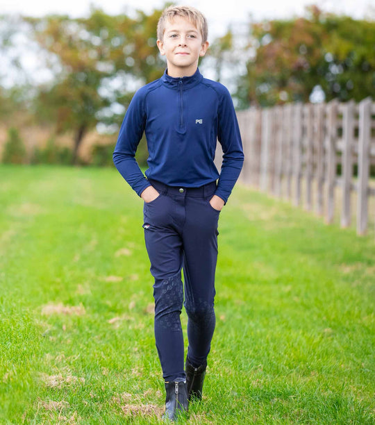 Boys Competition Breeches White Navy Grey