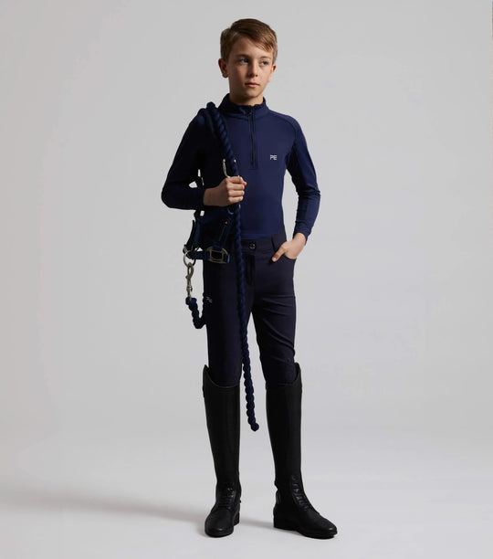 Boys Competition Breeches White Navy Grey