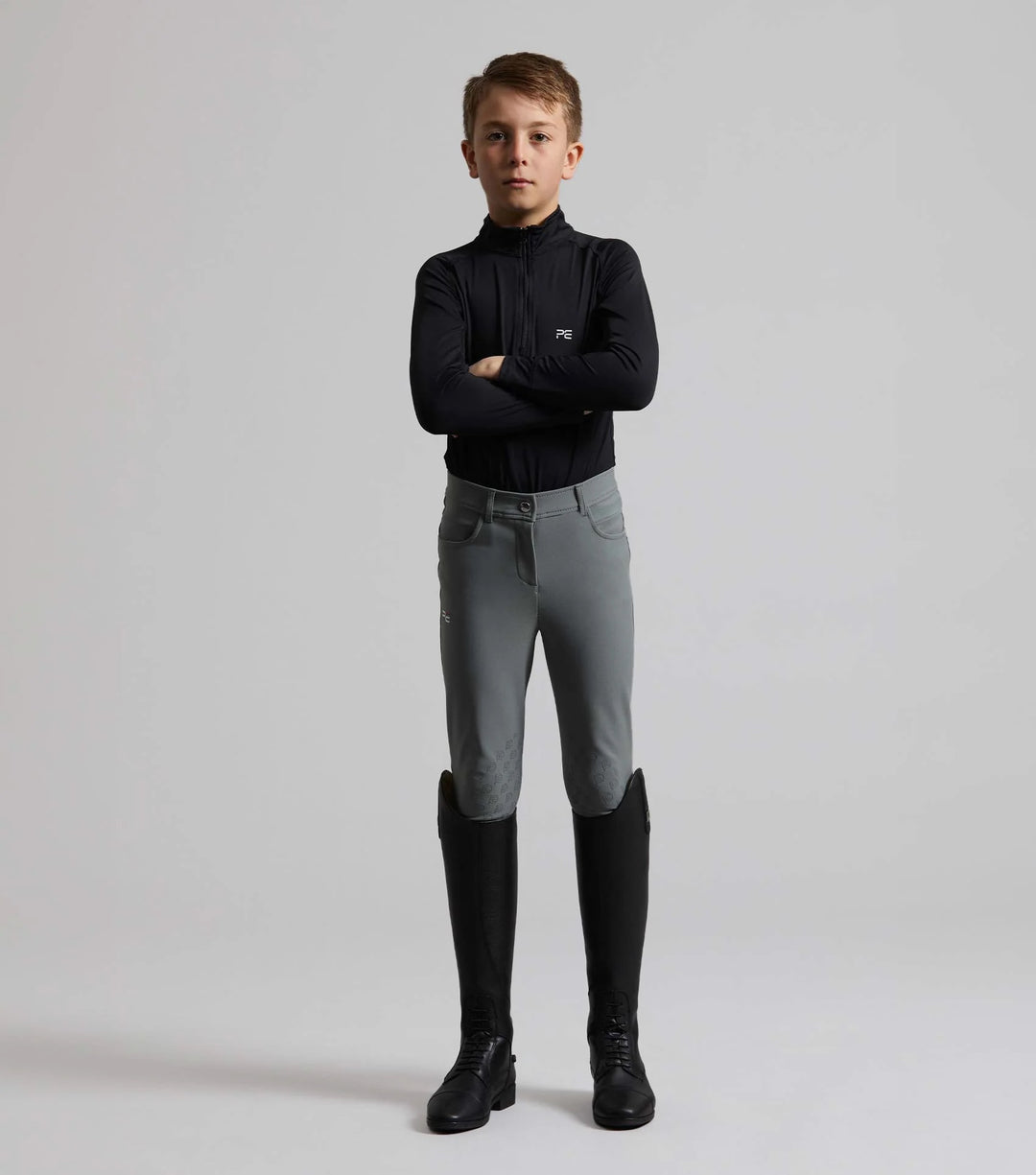 Boys Competition Breeches White Navy Grey