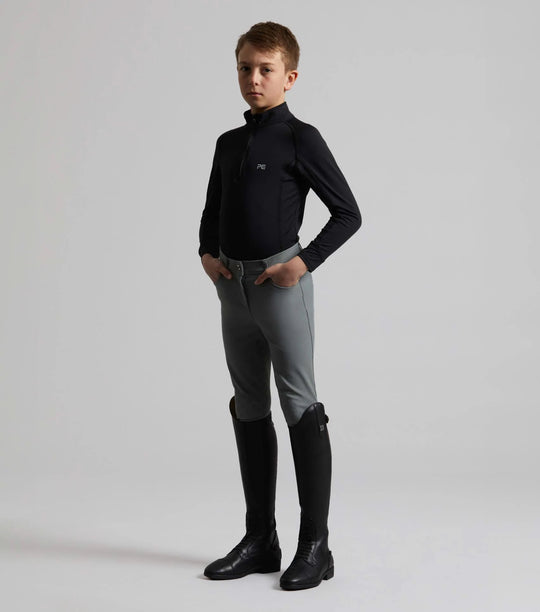 Boys Competition Breeches White Navy Grey