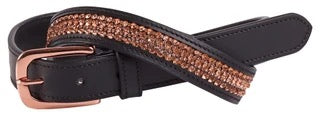 Harrys Horse Leather Crystal belt Rose gold Gun metal