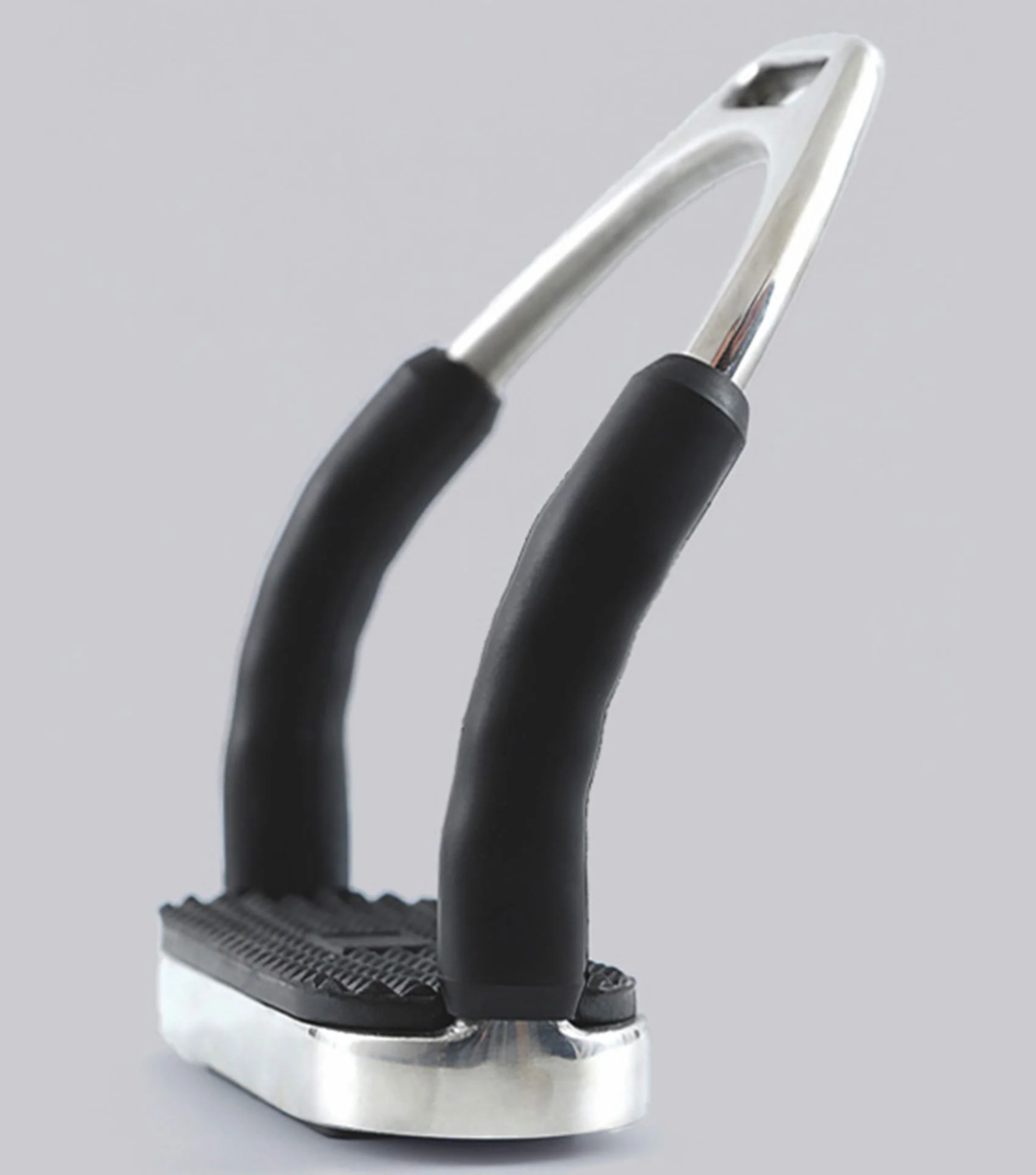 Premier Equine Stainless Steel Flei Stirrup - side angle view