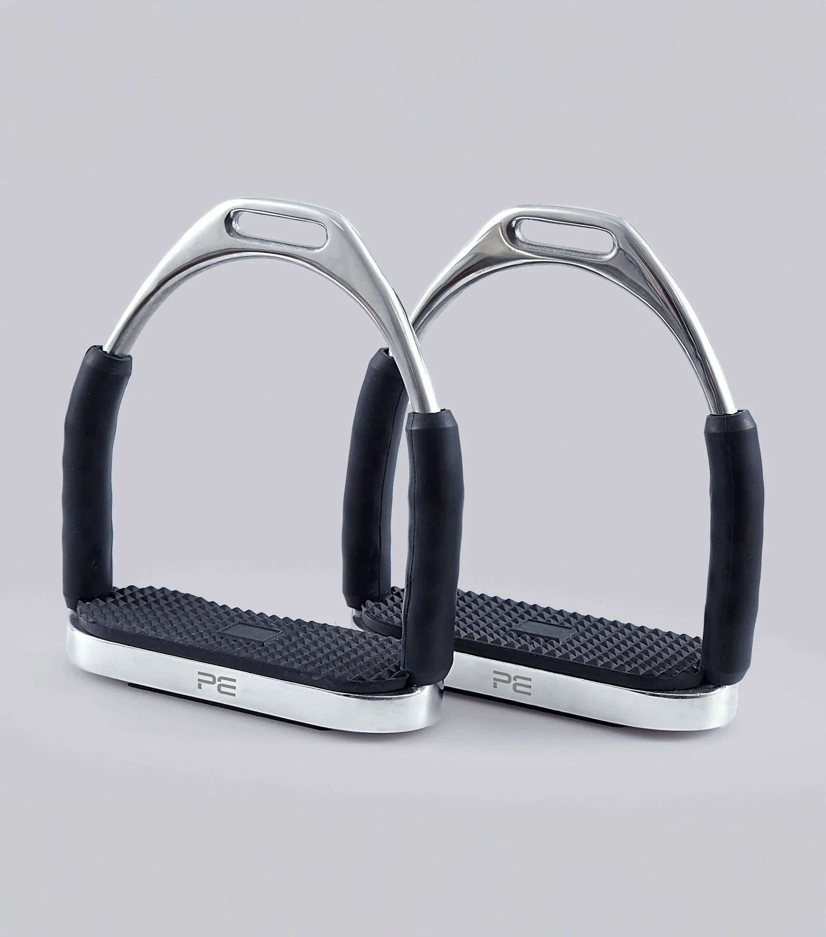 Premier Equine Stainless Steel Flei Stirrup - pair front view