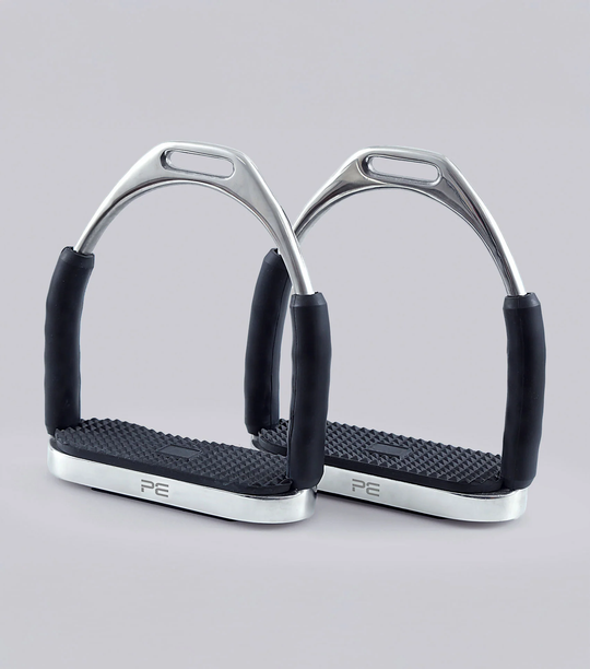 Premier Equine Stainless Steel Flei Stirrup - pair front view