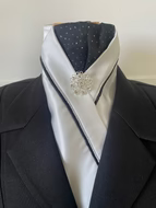 HHD Dressage Stock Tie Ivory and Black Silver Shimmer