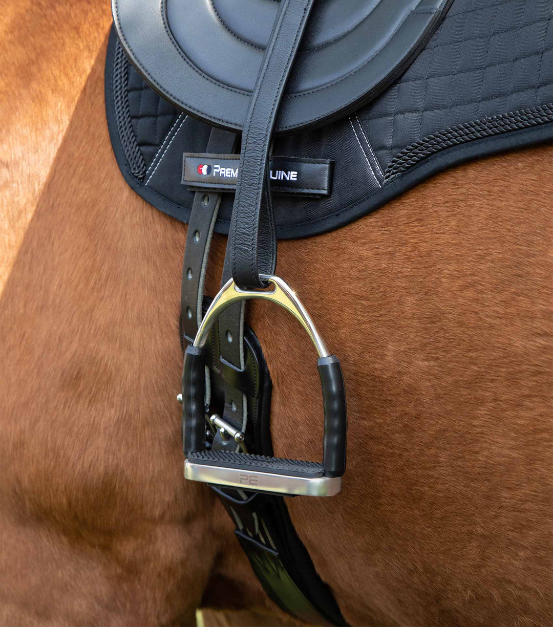 Premier Equine Stainless Steel Flei Stirrup - in use on horse