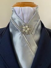 HHD Silver Blue Dressage Stock Tie with Pearl Pin