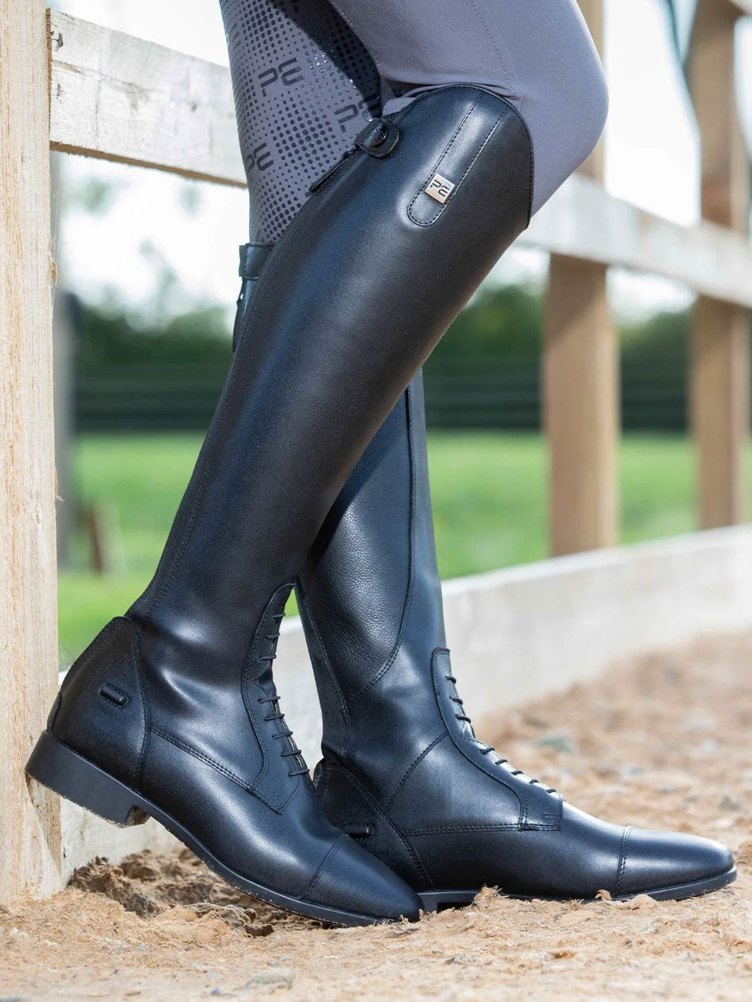 PE Anima Ladies Long Synthetic Leather Field Tall Riding Boots Black