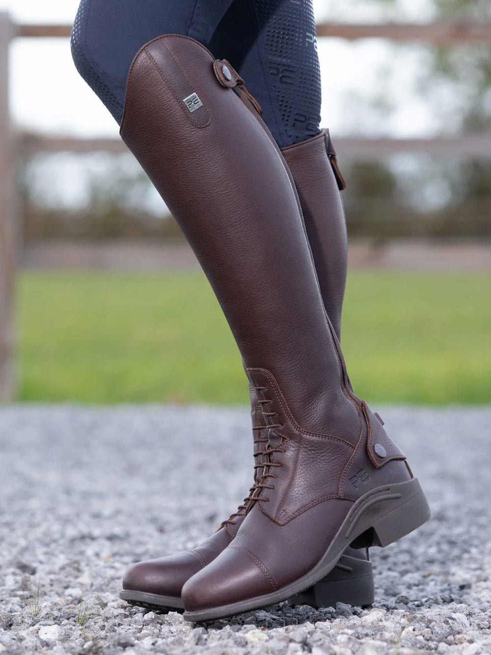 PE Vallardi Ladies Long Leather Field Tall Riding Boots Brown
