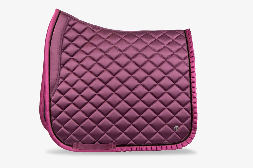 PSOS Dressage Pad Diamond Ruffle Saddle Pad Wine and Bandage set