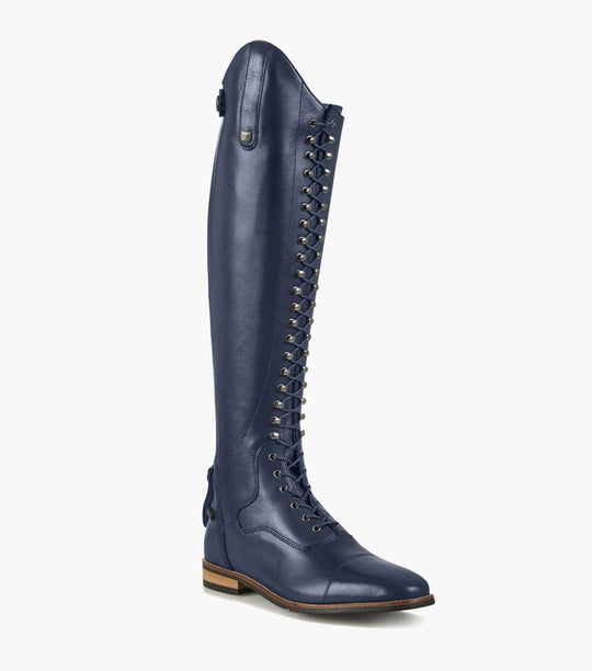 PE Maurizia Ladies Lace Front Tall Leather Riding Boots NEW Navy