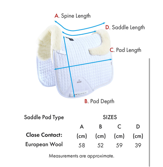 Pony Merino Wool European Saddle Pad - Dressage Square Pony Size
