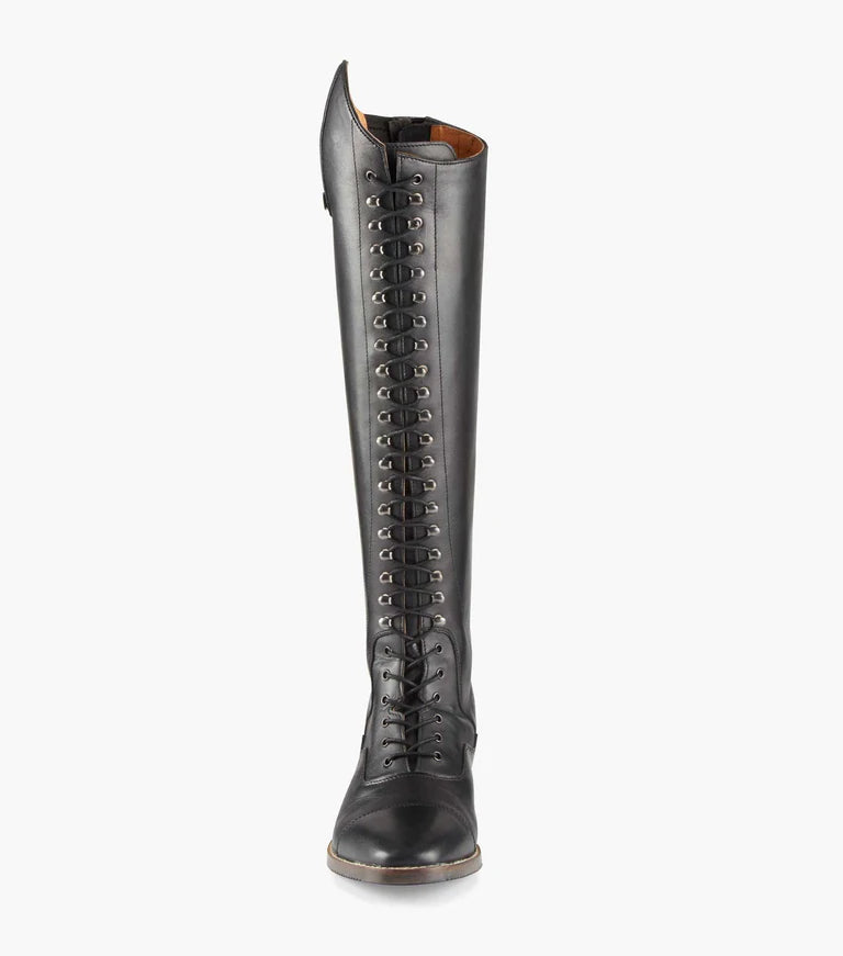 PE Maurizia Lace Front Tall Leather Riding Boots Black